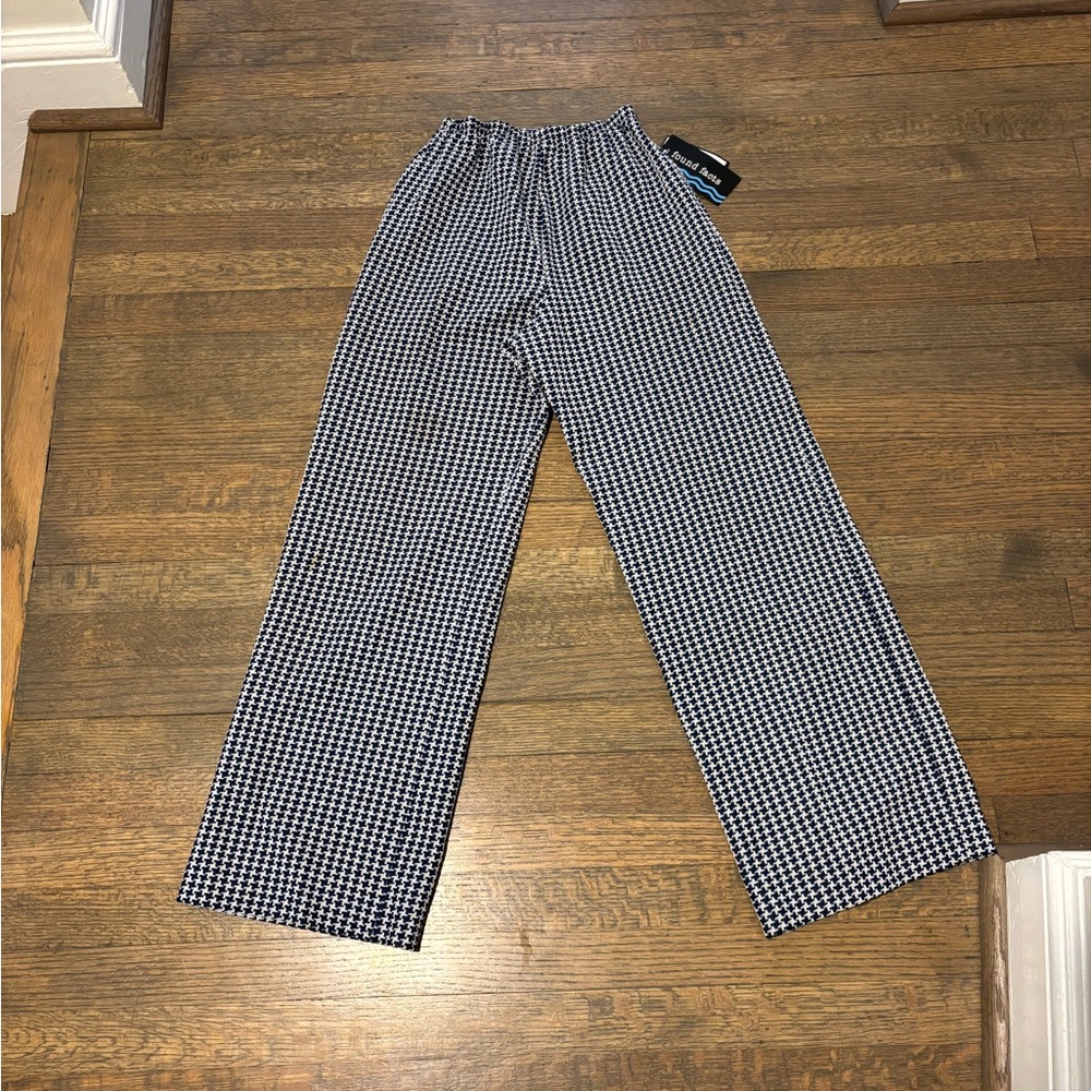 Blue and White vintage Houndstooth Pants